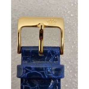 Navy Gold Tone Easy reader 30mm Quartz watch King's Italian Italy Leather Strap